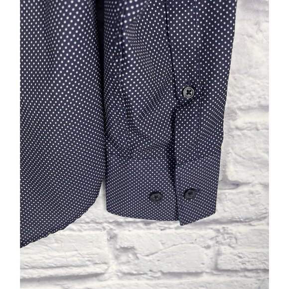 CON.STRUCT Men's Navy Polka Dot Slim Fit 4-Way Stretch Button Down Small - Picture 4 of 5